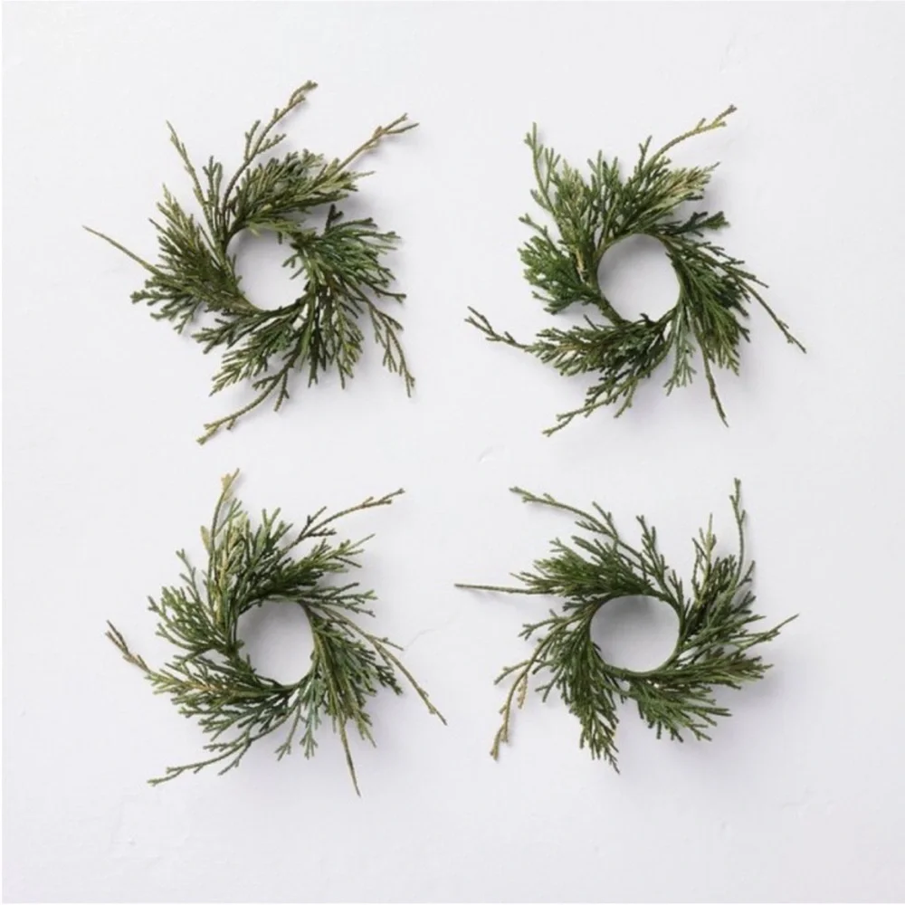 Set of 4 Faux Cypress Sprig Christmas Napkin Rings - Hearth & Hand Magnolia
